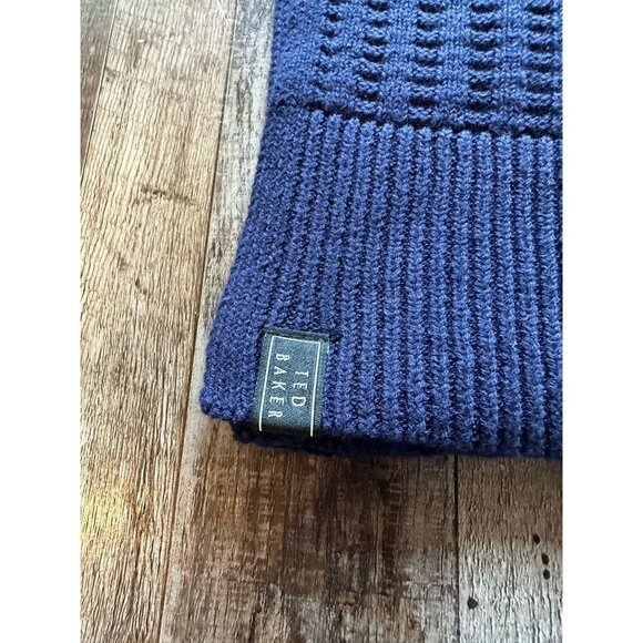 Ted Baker NWT Navy Multi Knitted Scarf One Size Unisex - Picture 3 of 4